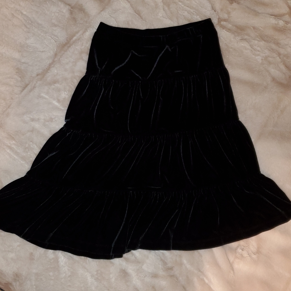 Talbots Kids Black Velvet Skirt
